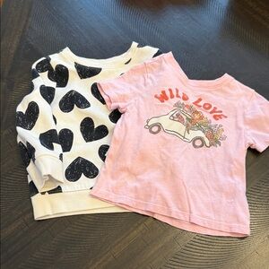 Old Navy/Cat & Jack Heart Print Sweatshirt and Wild Love T-Shirt - 2T